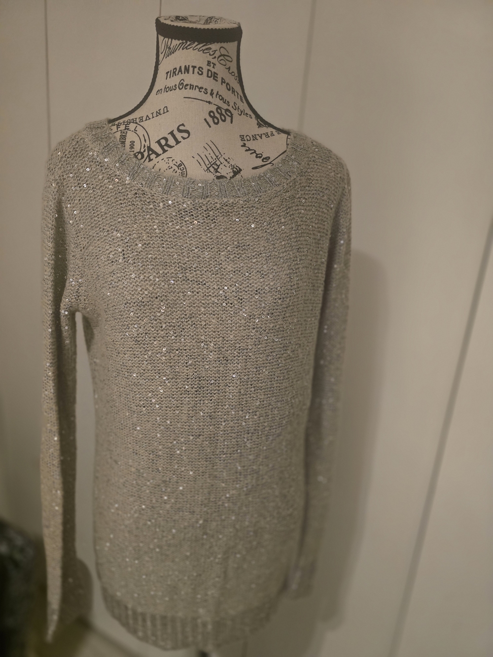 BB Dakota Sparkle Beige Crewneck Sweater